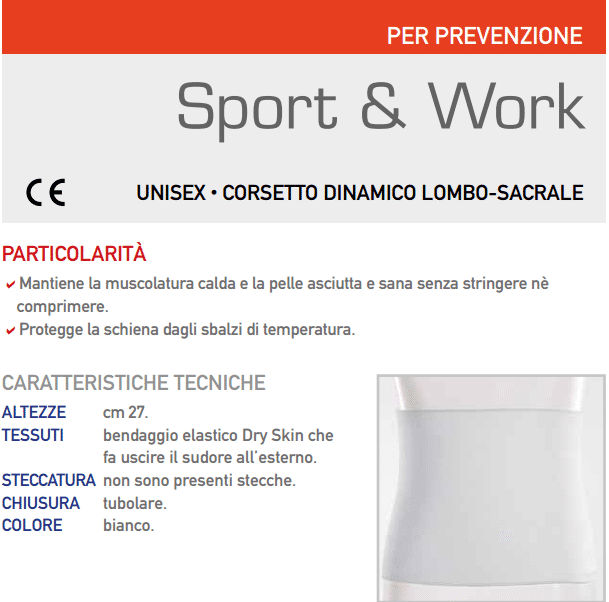 Bustino Lombare Sport & Work per Mal di Schiena - Ortopedia Ospedale srl