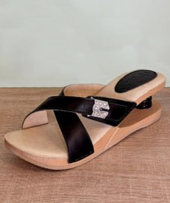ZOCCOLO SANDALO NERO INCROCIATO CON MOLLONE TALLONE E STRASS