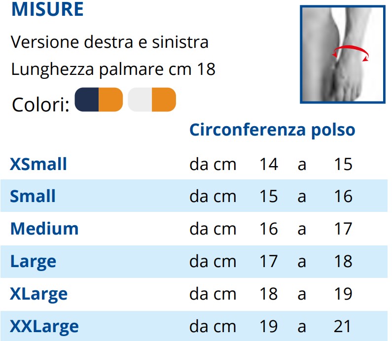 7157 misure 7157 Manudyn “Supreme” Ortesi per polso in elastico con pelotta in silicone e rinforzo palmare