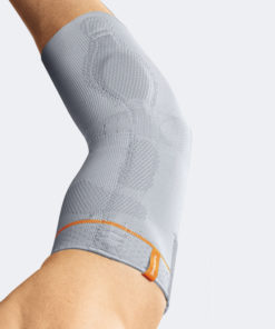 Gomitiera in elastico con pressore bilaterale in silicone e stecche a spirale CARATTERISTICHE Tessuto in cotone elasticizzato con struttura 3D a trama piatta, Latex Free