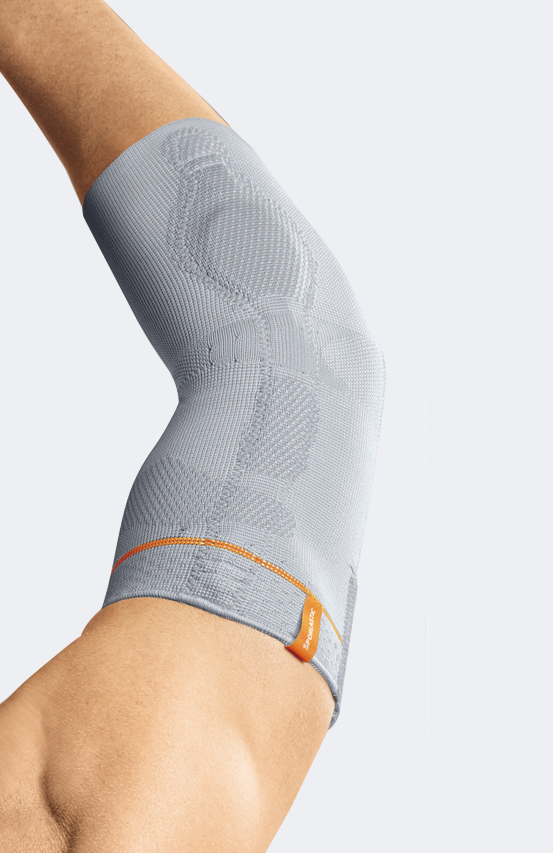 7517- Gomitiera in elastico con pressore bilaterale in silicone e stecche a spirale CARATTERISTICHE Tessuto in cotone elasticizzato con struttura 3D a trama piatta, Latex Free