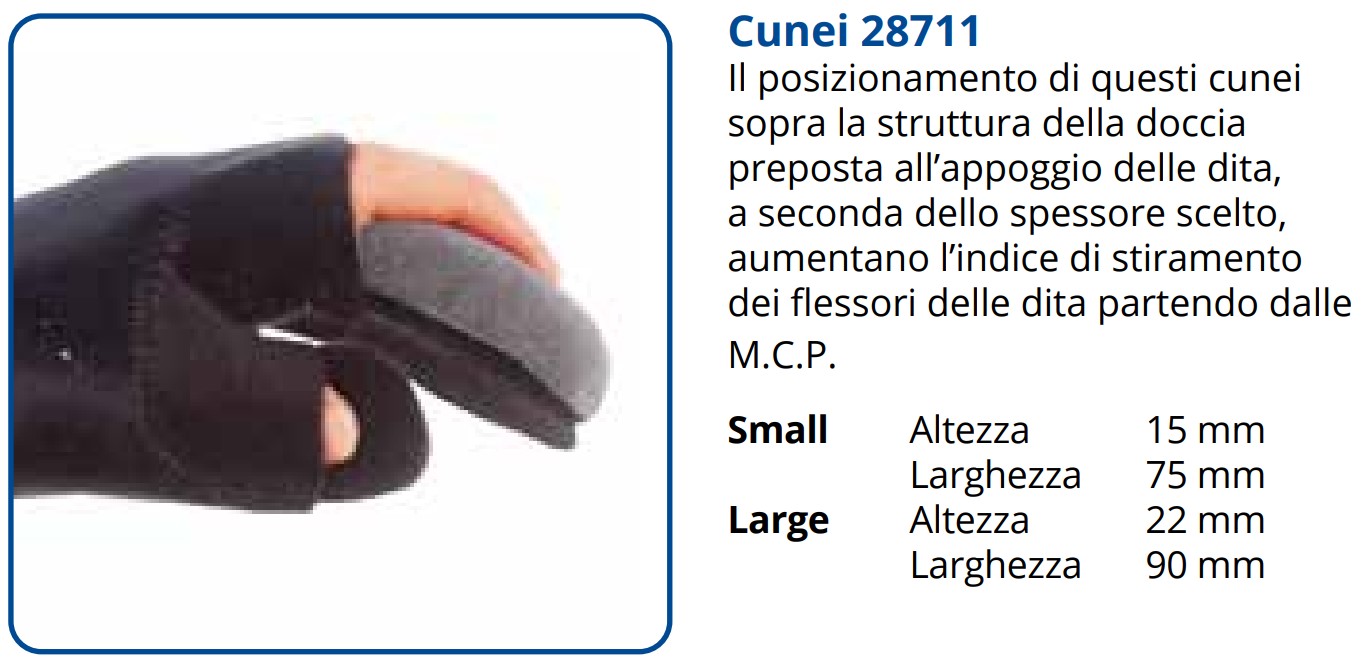 CUNEI 28711 Doccia per polso, mano, dita e pollice, modificabile Prevenzione di contratture di polso, mano e dita Struttura in alluminio modellabile