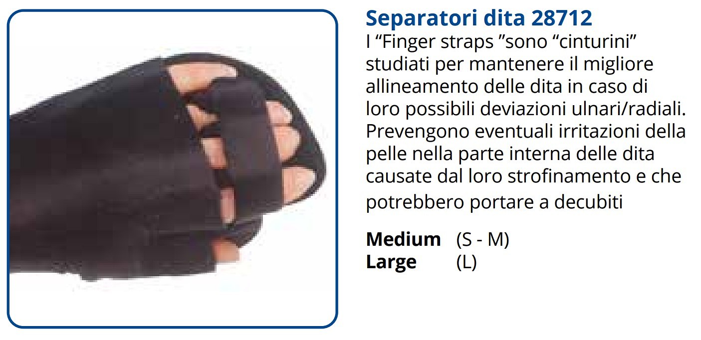 SEPARATORI Doccia per polso, mano, dita e pollice, modificabile Prevenzione di contratture di polso, mano e dita Struttura in alluminio modellabile