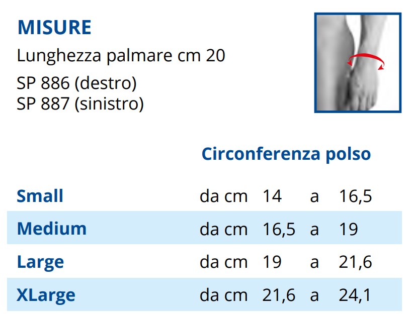 SP866 MISURE Ortesi per polso in Airmesh con rinforzo palmare, rinforzo pollice Supporto palmare e dorsale in alluminio modellabile, rimovibile