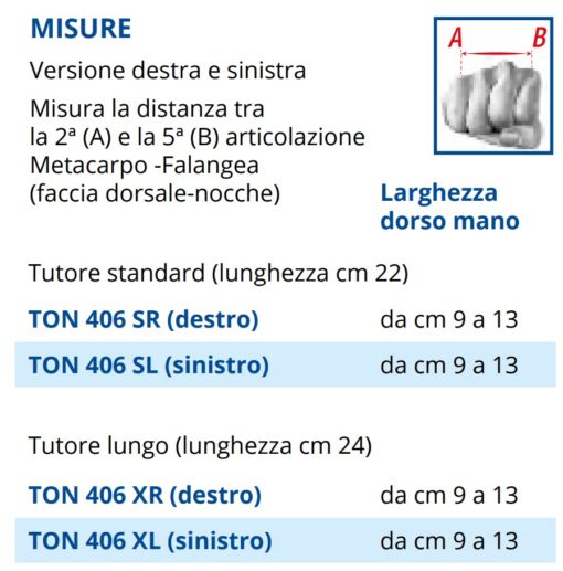 Tutore posturale per polso e mano, pneumatico modificabile e orientabile