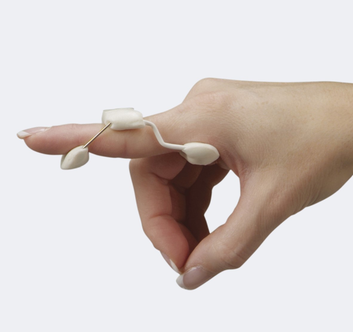 507 Art. 507 Ferula per estensione singolo dito in acciaio armonico a 3 punti conformabile Ipermobilità in flessione articolazioni interfalangee prossimali